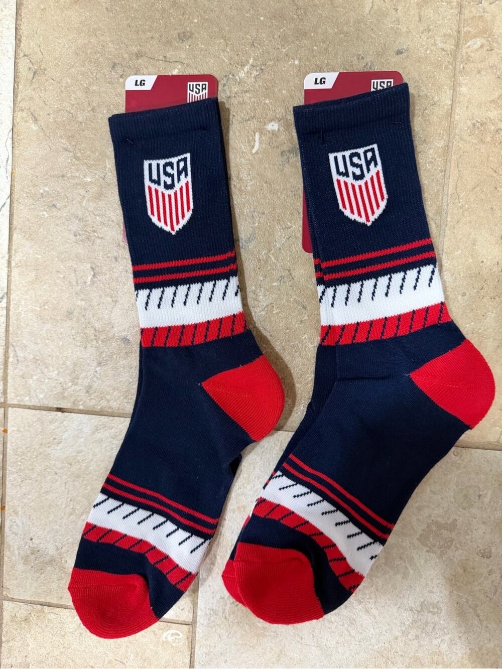 USA soccer Athletic Crew Socks - Navy / Red